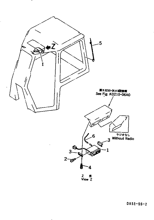 Схема запчастей Komatsu D85E-SS-2A - КАБИНА (БЕЗ РАДИО И AM-FM CASSETTE STEREO)(№-) КАБИНА ОПЕРАТОРА И СИСТЕМА УПРАВЛЕНИЯ