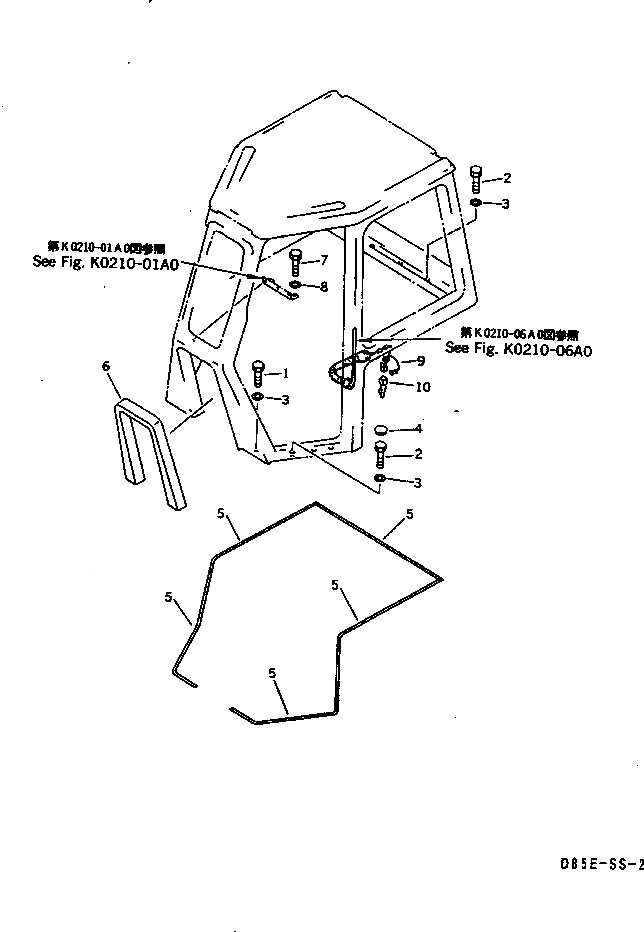 Схема запчастей Komatsu D85E-SS-2A - КАБИНА (КРЕПЛЕНИЕ БОЛТ И УПЛОТНЕНИЕ)(№-) КАБИНА ОПЕРАТОРА И СИСТЕМА УПРАВЛЕНИЯ