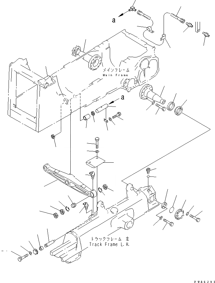 Схема запчастей Komatsu D85E-SS-2A-E - БАЛКА БАЛАНСИРА И ПОВОРОТН. ШКВОРЕНЬ(№-) ОСНОВН. РАМА И КОМПОНЕНТЫ
