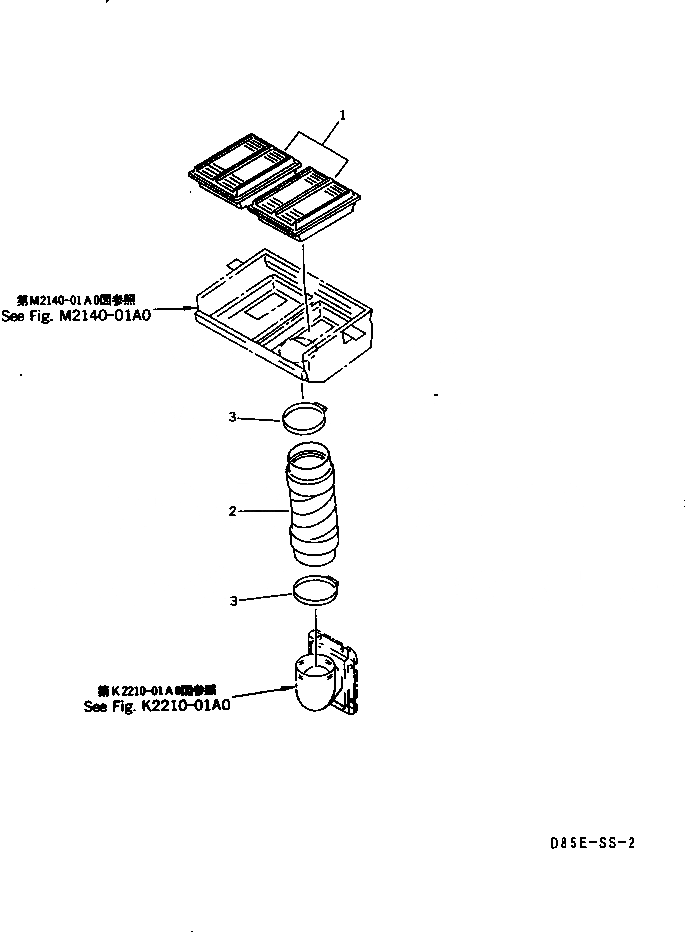 Схема запчастей Komatsu D85E-SS-2A-E - КОНДИЦ. ВОЗДУХА (ФИЛЬТР. В СБОРЕ) (ДЛЯ ВОЗД.-CON¤ ОБОГРЕВАТЕЛЬ.) КАБИНА ОПЕРАТОРА И СИСТЕМА УПРАВЛЕНИЯ
