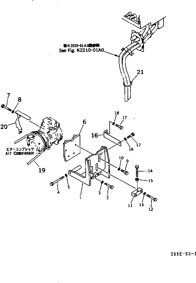 Схема запчастей Komatsu D85E-SS-2A-E - КОНДИЦ. ВОЗДУХА (КОМПРЕССОР КРЕПЛЕНИЕ) КАБИНА ОПЕРАТОРА И СИСТЕМА УПРАВЛЕНИЯ