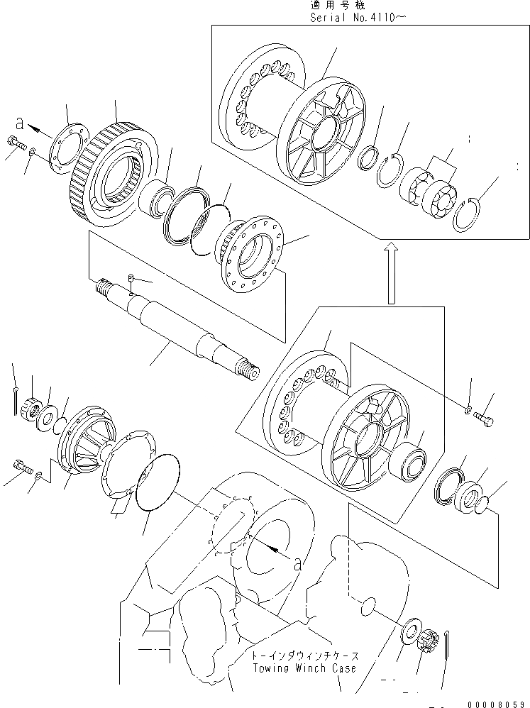 Схема запчастей Komatsu D85E-SS-2A-E - ТЯГОВ. ЛЕБЕДКА (ПРИВОД ВАЛ¤ БАРАБАН) РАБОЧЕЕ ОБОРУДОВАНИЕ