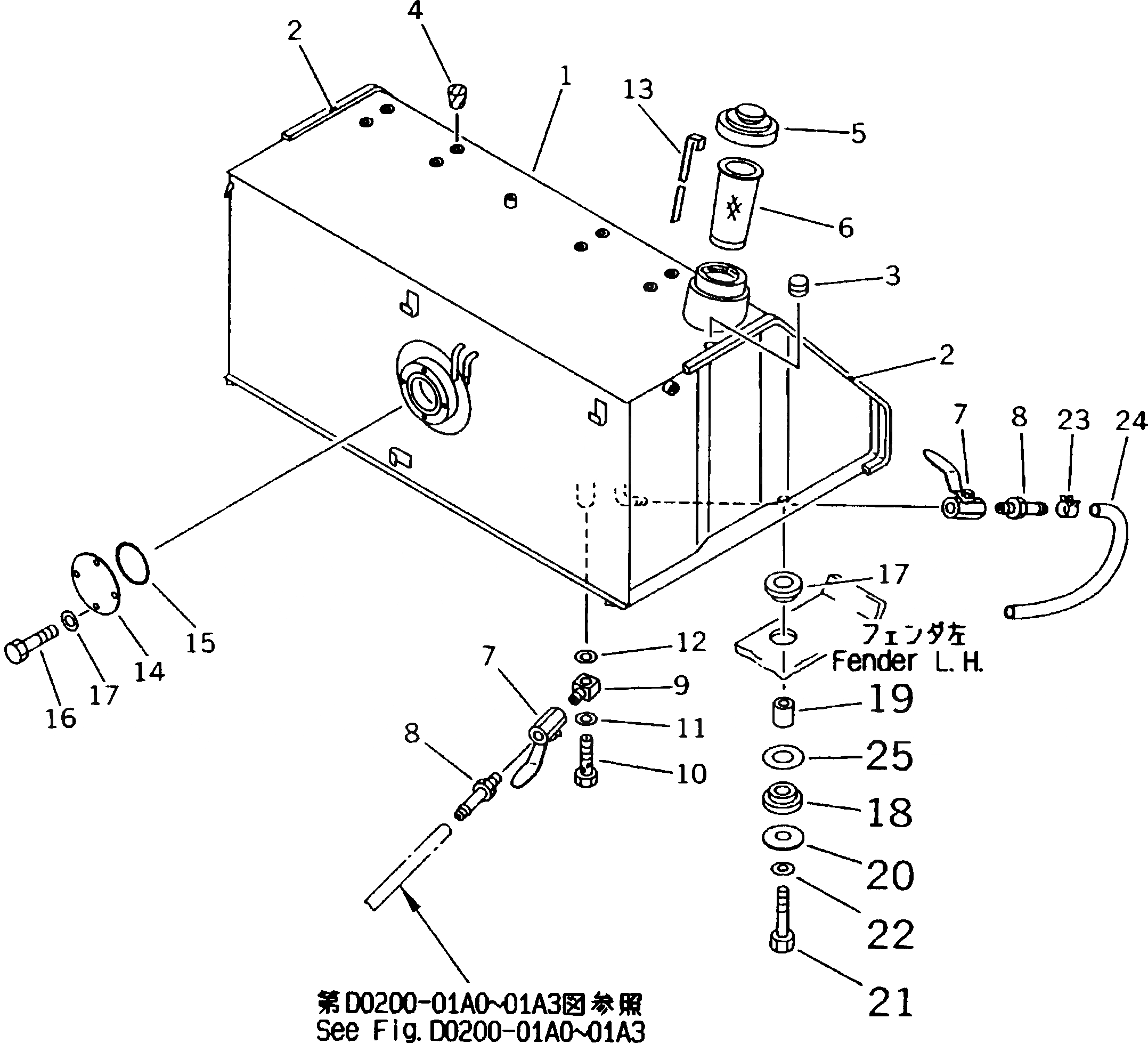 Схема запчастей Komatsu D85E-SS-2 - ТОПЛИВН. БАК. (ДЛЯ ИЗМЕРИТ. ПРИБОРА)(№-) ТОПЛИВН. БАК. AND КОМПОНЕНТЫ