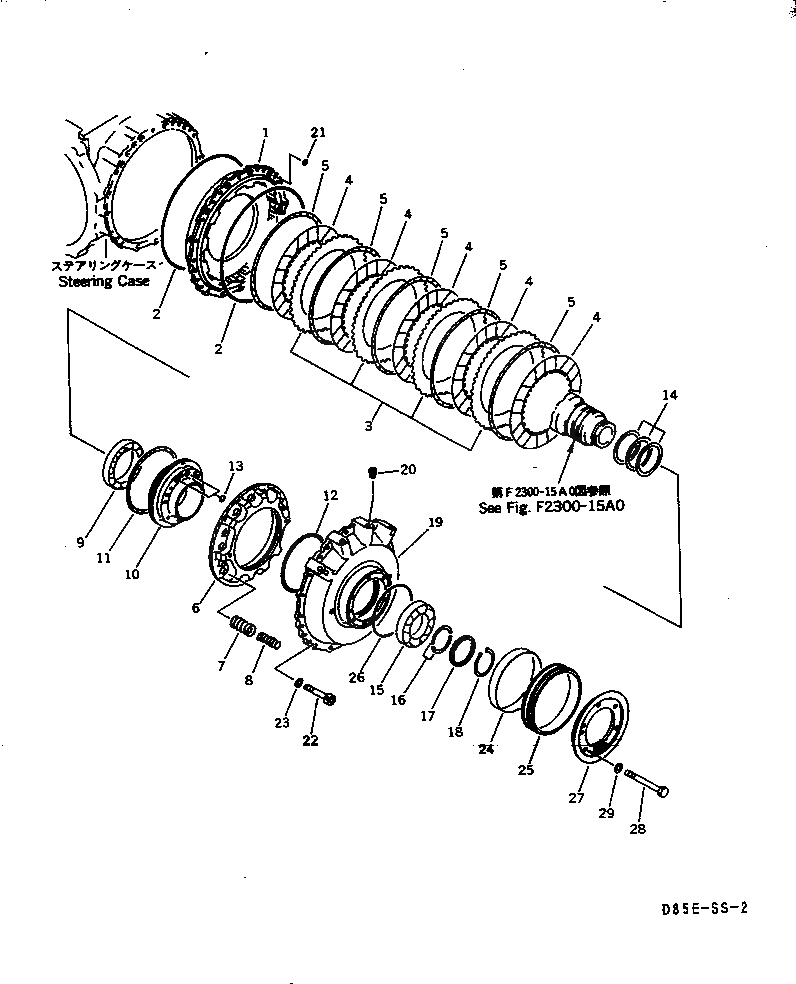 Схема запчастей Komatsu D85E-SS-2 - РУЛЕВ. УПРАВЛЕНИЕ (ТОРМОЗ.)(№-) СИЛОВАЯ ПЕРЕДАЧА И КОНЕЧНАЯ ПЕРЕДАЧА