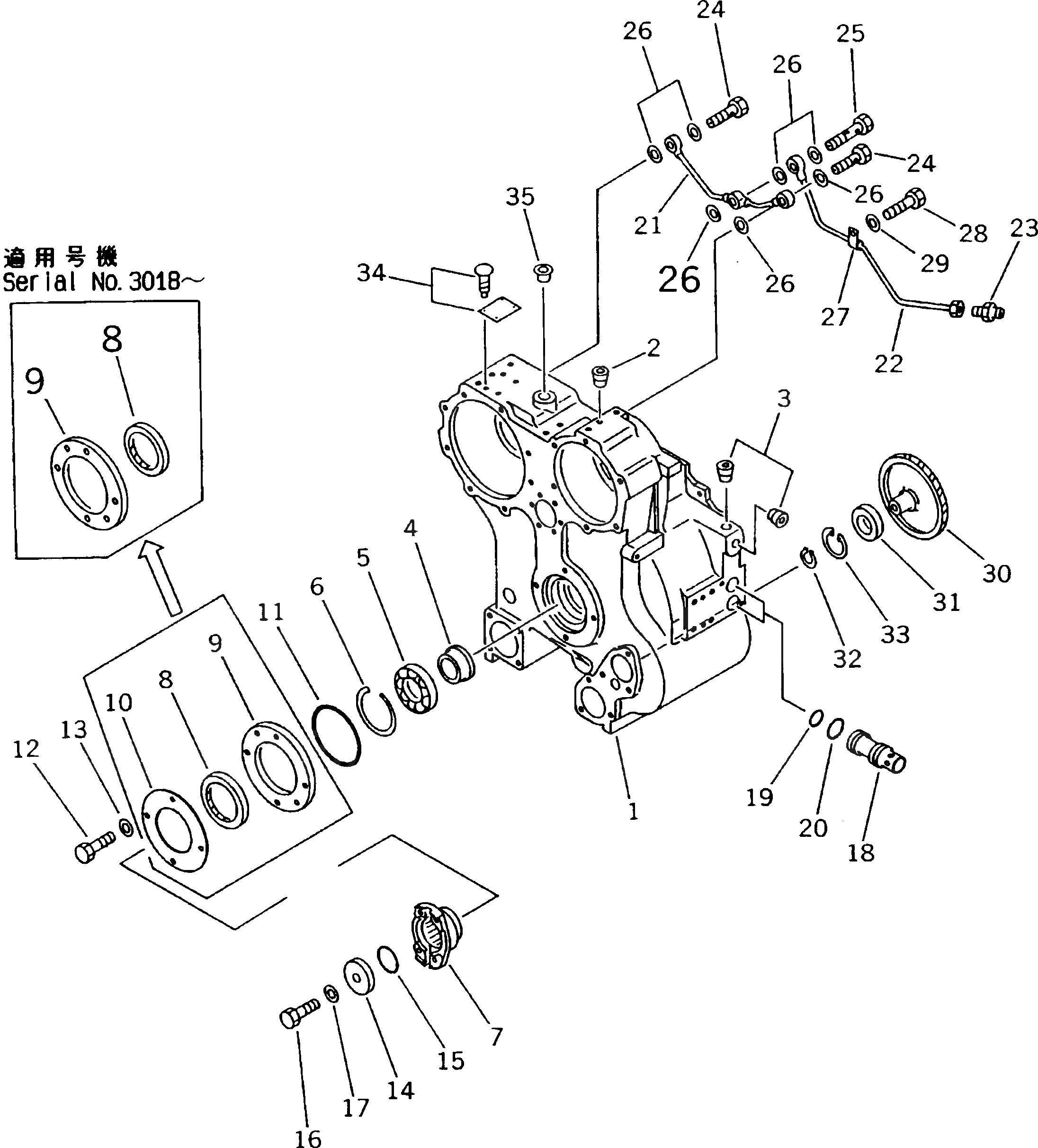 Схема запчастей Komatsu D85E-SS-2 - ГИДРОТРАНСФОРМАТОР (КОРПУС И ТРУБЫ)(№-) СИЛОВАЯ ПЕРЕДАЧА И КОНЕЧНАЯ ПЕРЕДАЧА
