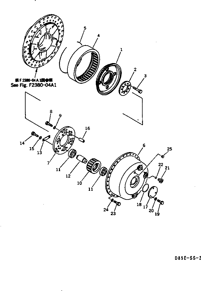 Схема запчастей Komatsu D85E-SS-2 - КОНЕЧНАЯ ПЕРЕДАЧА (НЕСУЩИЙ ЭЛЕМЕНТ)(№-) СИЛОВАЯ ПЕРЕДАЧА И КОНЕЧНАЯ ПЕРЕДАЧА