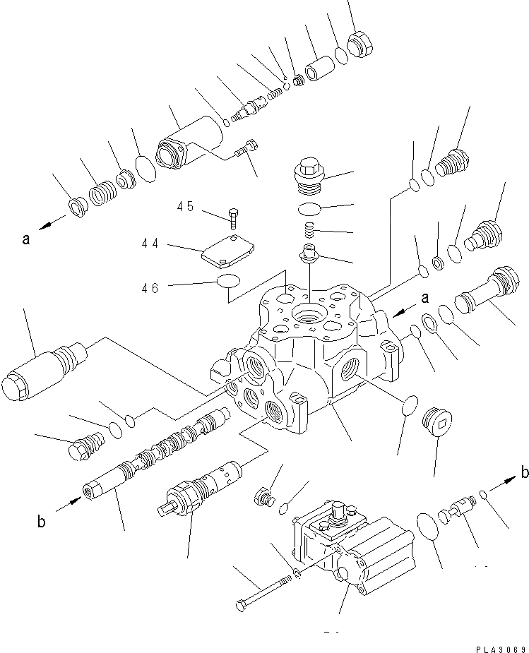Схема запчастей Komatsu D85E-SS-2 - УПРАВЛЯЮЩ. КЛАПАН (-СЕКЦ.) (/)(№-) ГИДРАВЛИКА