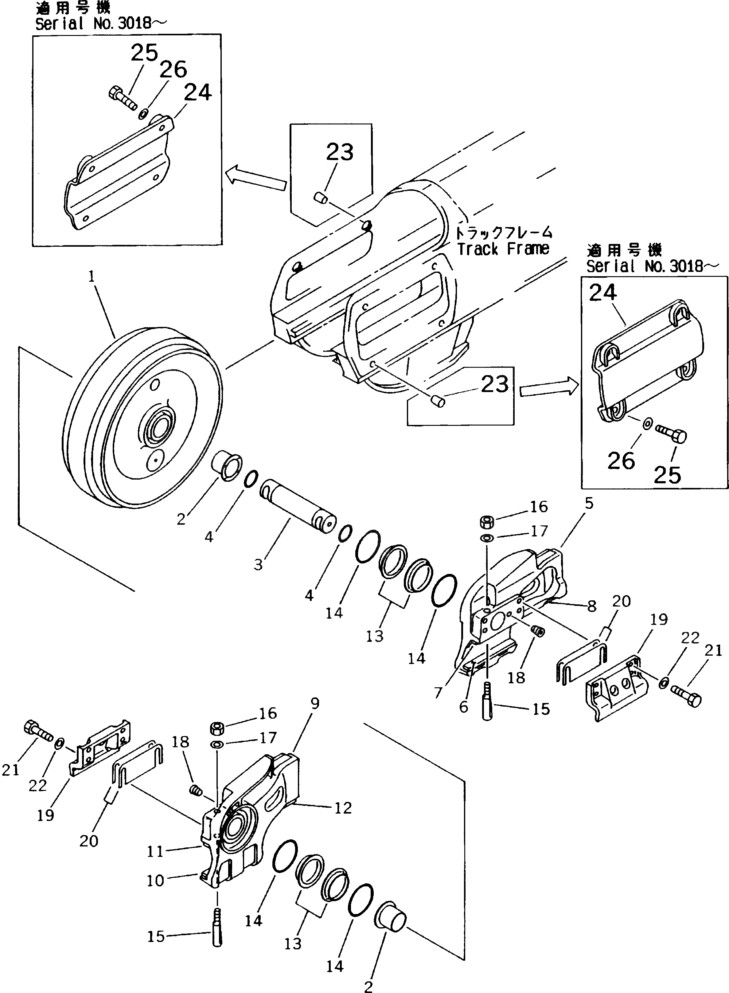 Схема запчастей Komatsu D85E-SS-2 - ПЕРЕДН. ЛЕНИВЕЦ(№-) ХОДОВАЯ