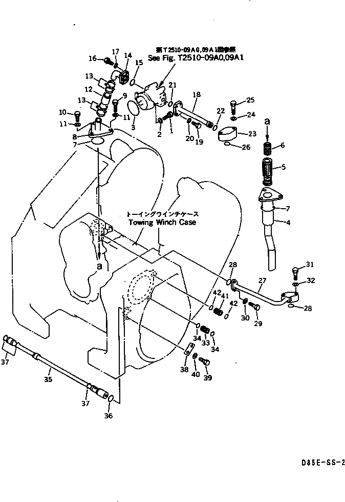 Схема запчастей Komatsu D85E-SS-2 - ТЯГОВ. ЛЕБЕДКА (ТРУБЫ)(№-) РАБОЧЕЕ ОБОРУДОВАНИЕ