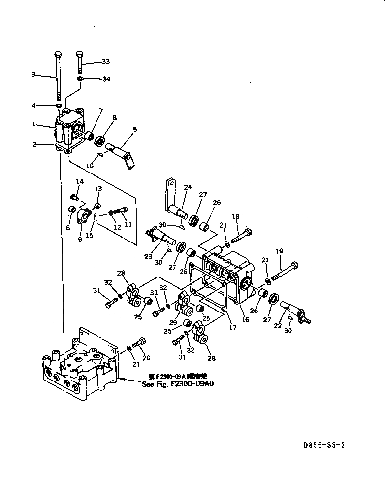 Схема запчастей Komatsu D85ESS-2A - КЛАПАН РУЛЕВОГО УПРАВЛЕНИЯ (КРЫШКАAND РЫЧАГ)(№-) СИЛОВАЯ ПЕРЕДАЧА И КОНЕЧНАЯ ПЕРЕДАЧА