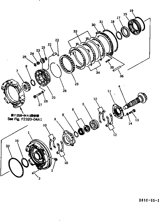 Схема запчастей Komatsu D85ESS-2A - ТРАНСМИССИЯ (1 МУФТА)(№-) СИЛОВАЯ ПЕРЕДАЧА И КОНЕЧНАЯ ПЕРЕДАЧА