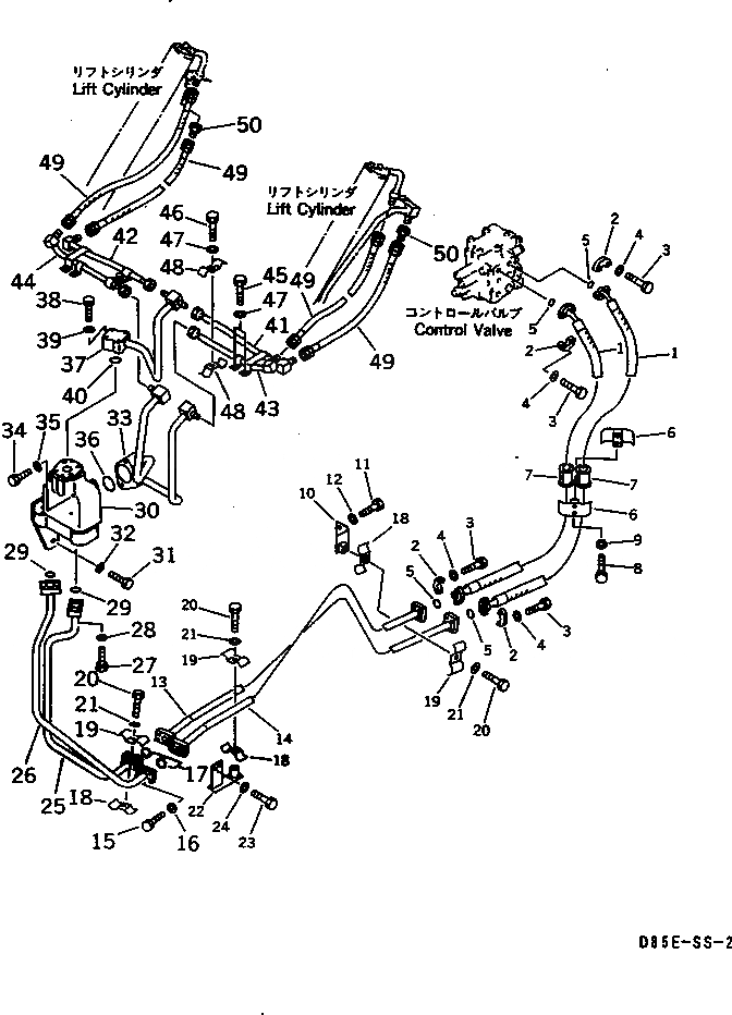 Схема запчастей Komatsu D85ESS-2 - ЛИНИЯ ГИДРОЦИЛИНДРА ПОДЪЕМА(№-) ГИДРАВЛИКА