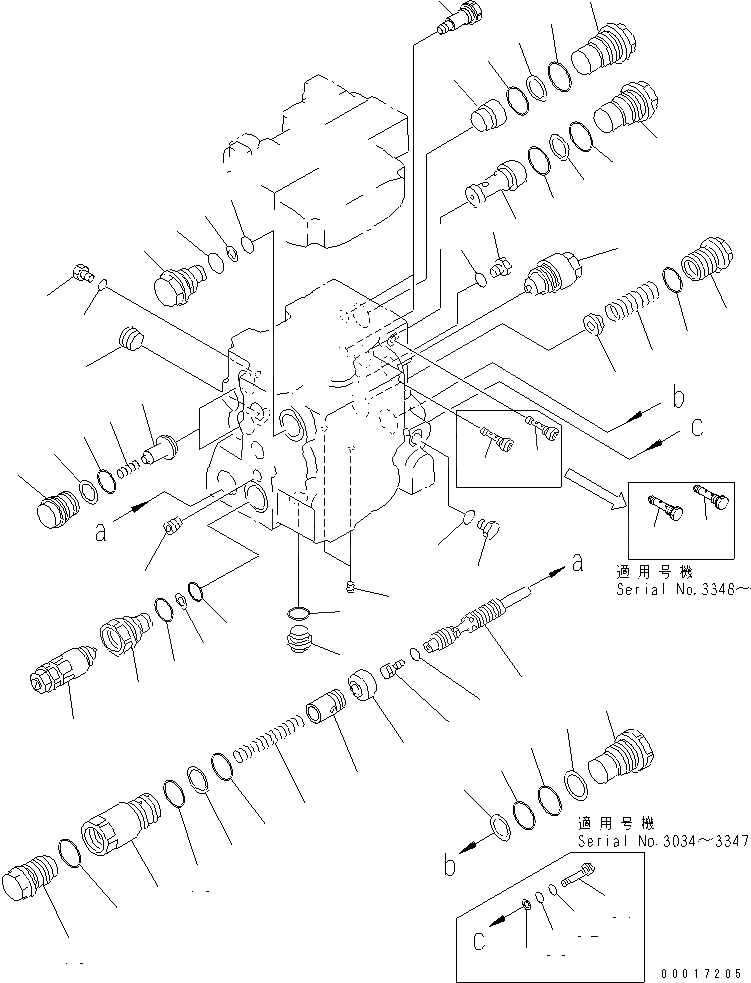Схема запчастей Komatsu D85ESS-2 - УПРАВЛЯЮЩ. КЛАПАН (3-Х СЕКЦИОНН.) (/) ОСНОВН. КОМПОНЕНТЫ И РЕМКОМПЛЕКТЫ