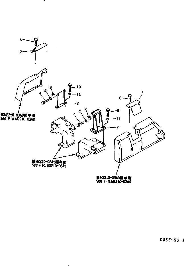 Схема запчастей Komatsu D85ESS-2A - КРЫЛО (LATERAL КРЕПЛЕНИЕ) (С КАБИНОЙ) ЧАСТИ КОРПУСА