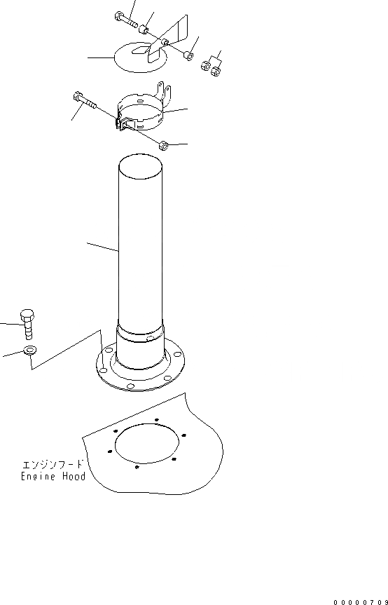 Схема запчастей Komatsu D85EX-15 - ВЫХЛОПНАЯ ТРУБА КОМПОНЕНТЫ ДВИГАТЕЛЯ