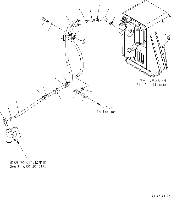 Схема запчастей Komatsu D85EX-15 - ГИДР. ПРОВОД. ОБОГРЕВАТЕЛЯ (ДВИГАТЕЛЬ) КОМПОНЕНТЫ ДВИГАТЕЛЯ
