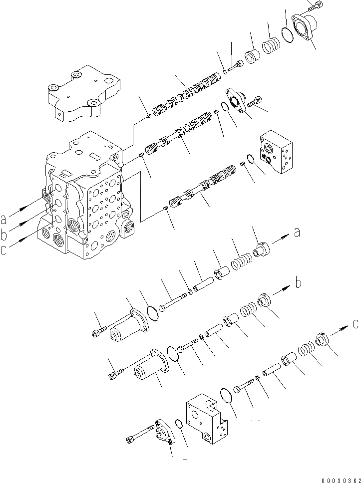 Схема запчастей Komatsu D85EX-15 - УПРАВЛЯЮЩ. КЛАПАН (3-Х СЕКЦИОНН.) (/7) ОСНОВН. КОМПОНЕНТЫ И РЕМКОМПЛЕКТЫ