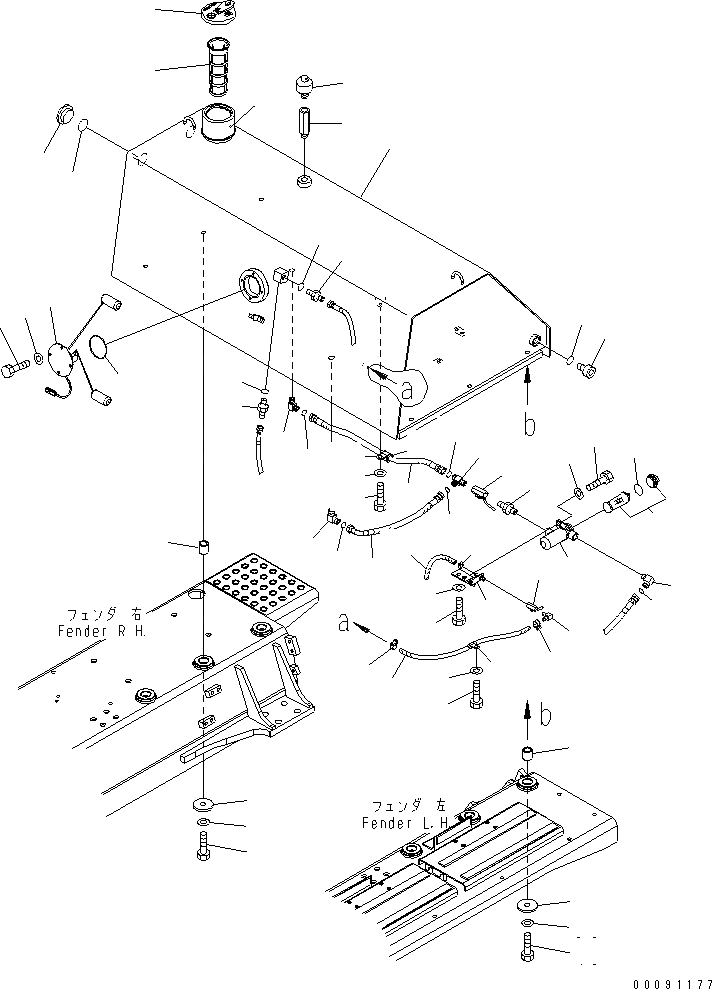 Схема запчастей Komatsu D85EX-15 - ТОПЛИВН. БАК.(№9-) ТОПЛИВН. БАК. AND КОМПОНЕНТЫ