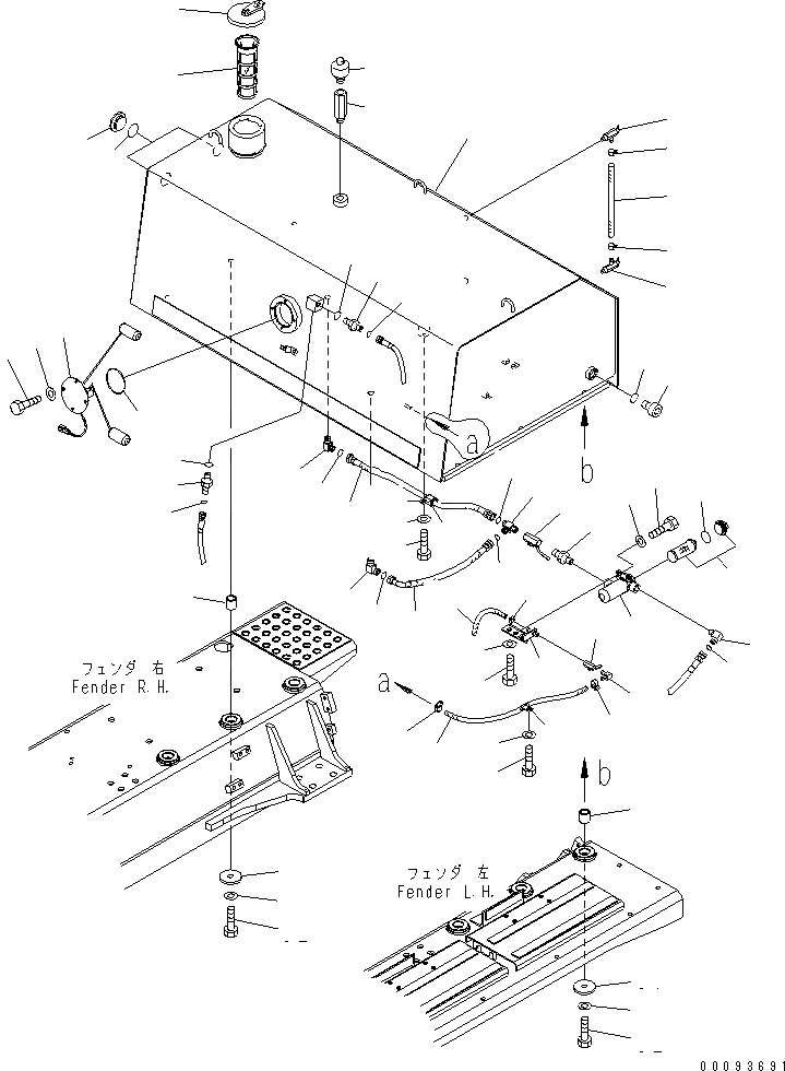Схема запчастей Komatsu D85EX-15 - ТОПЛИВН. БАК. (MITSUKOJIMA TОБОД КОЛЕСАMING )(№98-) ТОПЛИВН. БАК. AND КОМПОНЕНТЫ