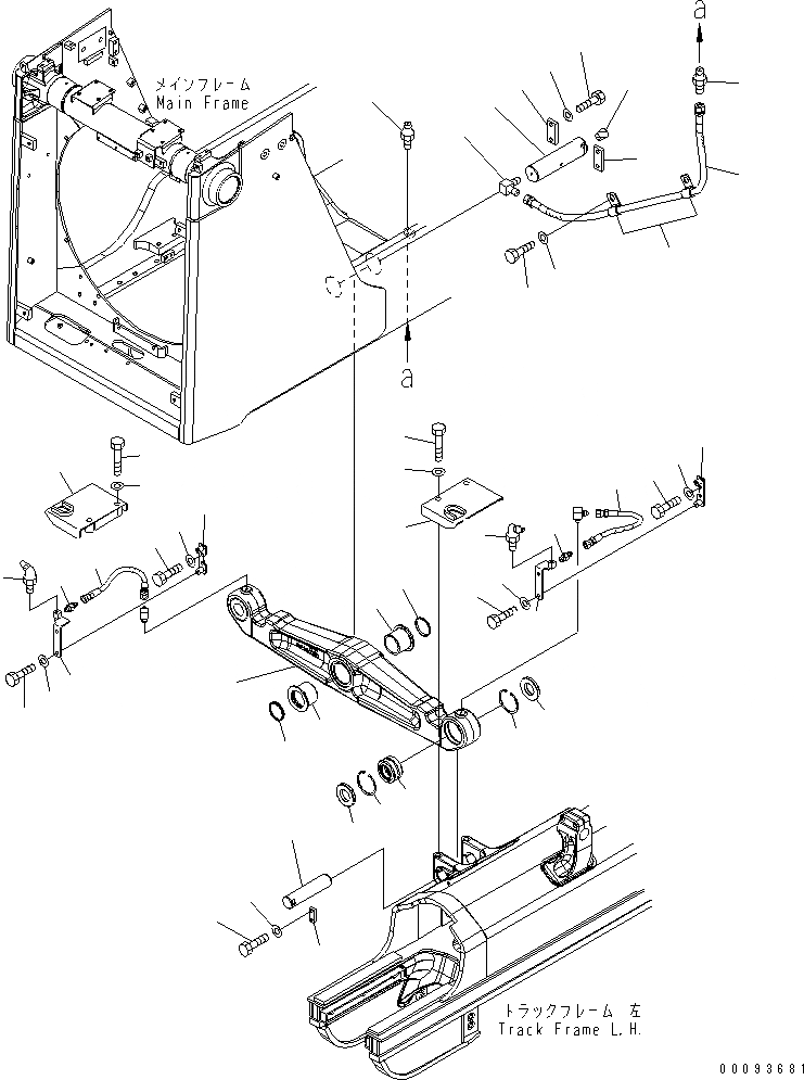 Схема запчастей Komatsu D85EX-15 - ПОДВЕСКА (SHIBAKAI TОБОД КОЛЕСАMING СПЕЦ-Я.)(№98-) ОСНОВН. РАМА И КОМПОНЕНТЫ