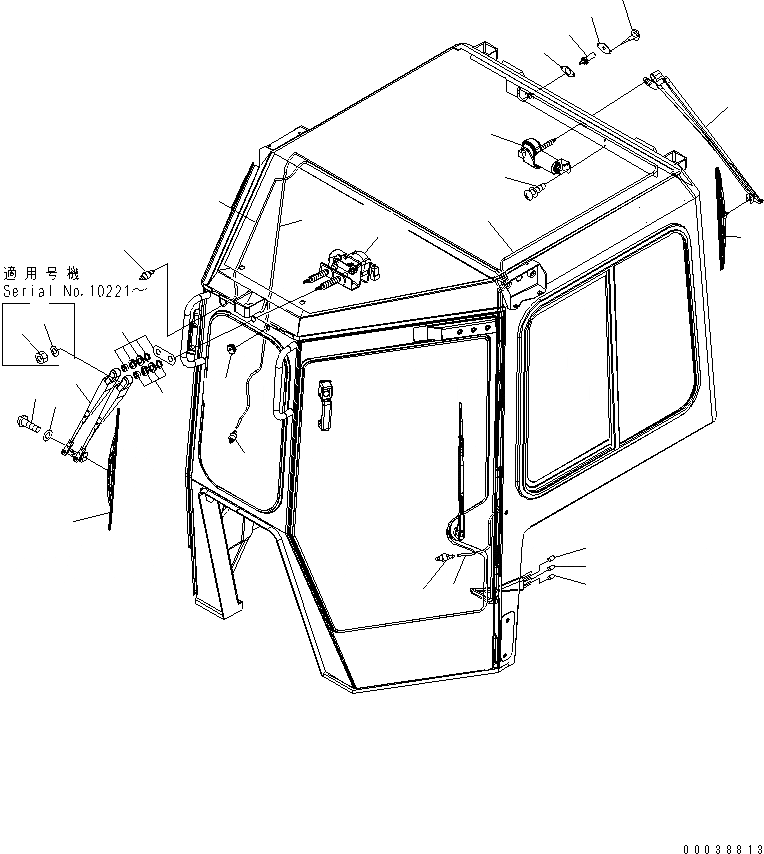Схема запчастей Komatsu D85EX-15 - КАБИНА (ПЕРЕДН. И ЗАДН. ДВОРНИКИ) КАБИНА ОПЕРАТОРА И СИСТЕМА УПРАВЛЕНИЯ