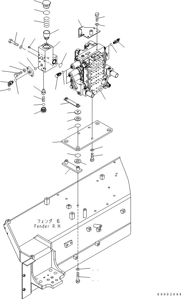 Схема запчастей Komatsu D85EX-15 - УПРАВЛЯЮЩ. КЛАПАН (С МНОГОСТОЕЧН. РЫХЛИТ.) ЧАСТИ КОРПУСА