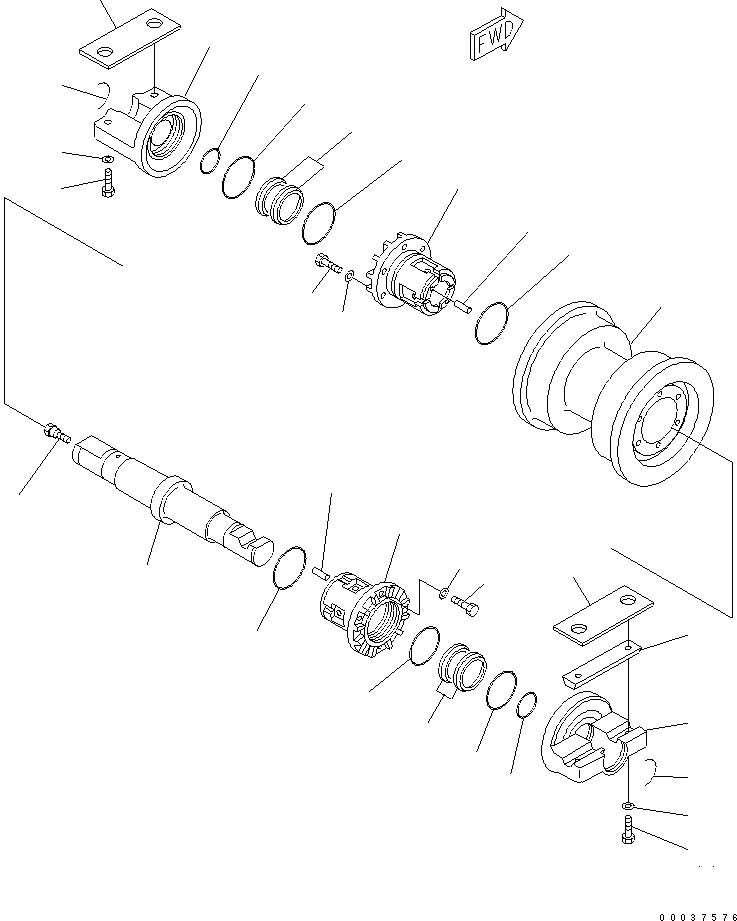 Схема запчастей Komatsu D85EX-15 - ОПОРНЫЙ КАТОК (ОДИНОЧН.) (1¤ 2¤ 3¤ 4) (SHIBAKAI TОБОД КОЛЕСАMING СПЕЦ-Я.)(№98-) ХОДОВАЯ