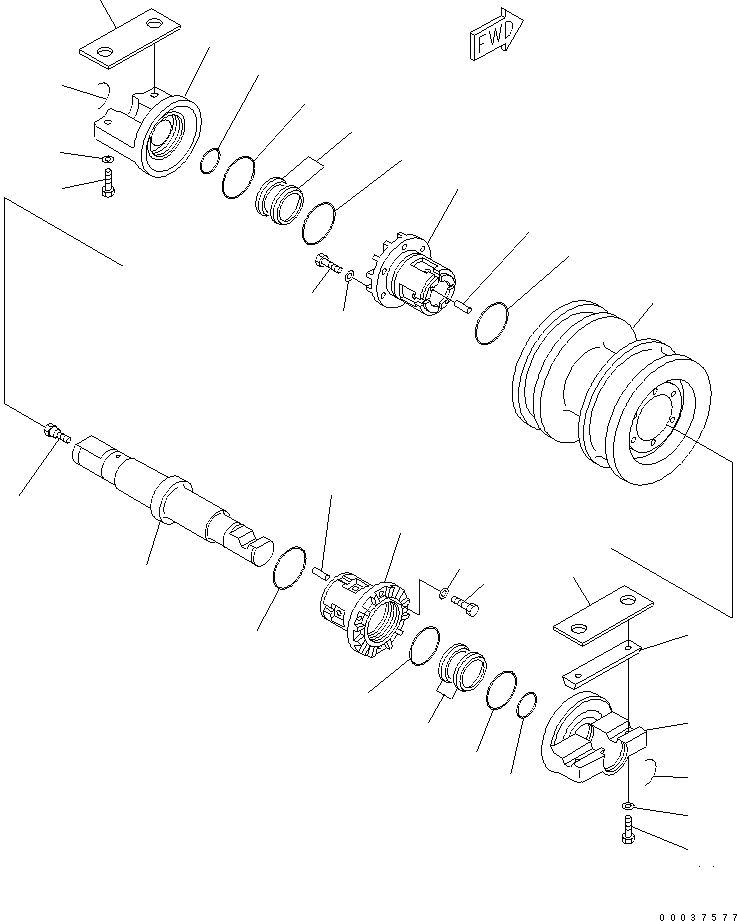 Схема запчастей Komatsu D85EX-15 - ОПОРНЫЙ КАТОК (ДВОЙН.) (SHIBAKAI TОБОД КОЛЕСАMING СПЕЦ-Я.)(№98-) ХОДОВАЯ