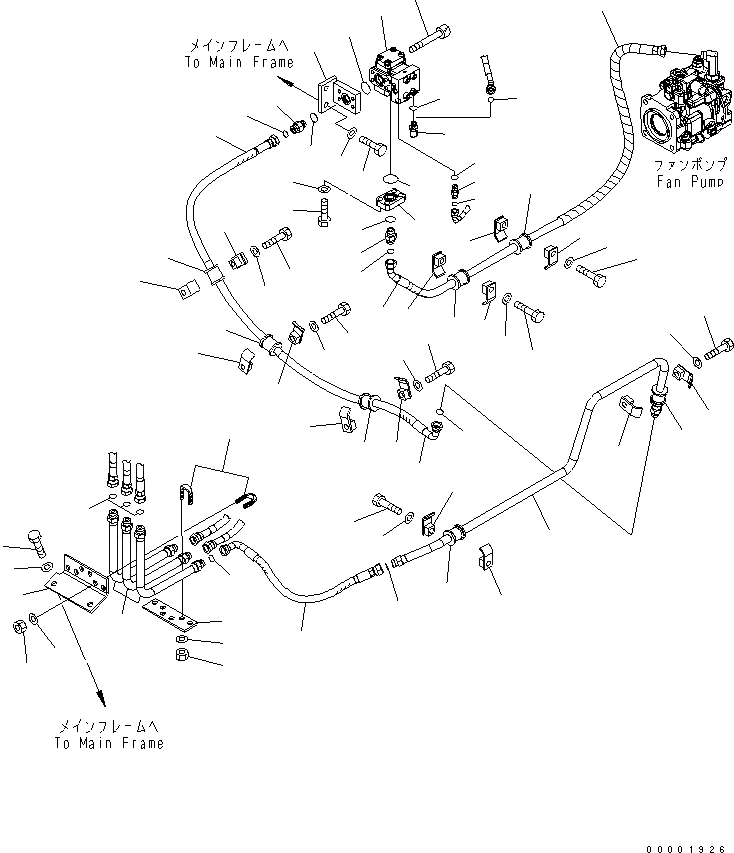Схема запчастей Komatsu D85EX-15 - ПРИВОД ВЕНТИЛЯТОРА ЛИНИЯ ПОДАЧИ ГИДРАВЛИКА