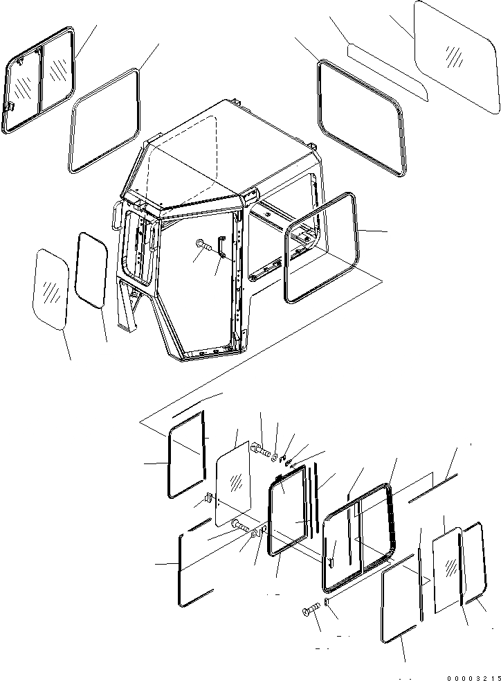 Схема запчастей Komatsu D85EX-15 - КАБИНА (ОКОНН. СТЕКЛА И РАМА) КАБИНА ОПЕРАТОРА И СИСТЕМА УПРАВЛЕНИЯ