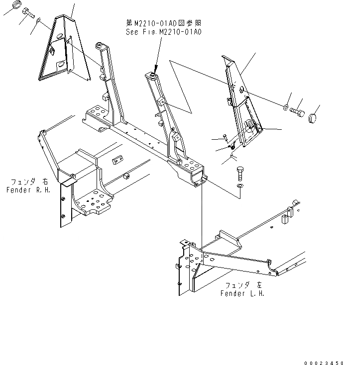 Схема запчастей Komatsu D85EX-15 - КРЕПЛЕНИЕ КАПОТА (ДЛЯ DAIEI PULP)(№9-) ЧАСТИ КОРПУСА
