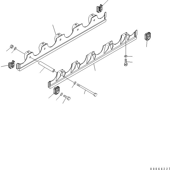 Схема запчастей Komatsu D85EX-15E0 - ЗАЩИТА ОПОРНЫХ КАТКОВ (ЛЕВ.)(№-) ХОДОВАЯ