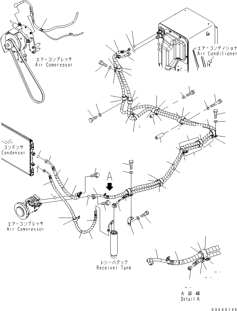 Схема запчастей Komatsu D85EX-15R - ЛИНИЯ КОМПРЕССОРА(№-) КОМПОНЕНТЫ ДВИГАТЕЛЯ