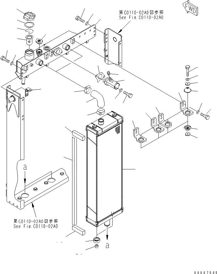 Схема запчастей Komatsu D85EX-15R - РАДИАТОР (ВЕРХН. БАК)(№-) СИСТЕМА ОХЛАЖДЕНИЯ