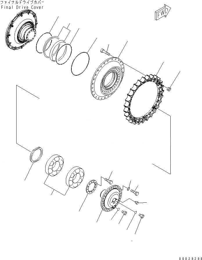 Схема запчастей Komatsu D85EX-15R - КОНЕЧНАЯ ПЕРЕДАЧА (ЗВЕЗДОЧКА) (ПРАВ.)(№-) СИЛОВАЯ ПЕРЕДАЧА И КОНЕЧНАЯ ПЕРЕДАЧА