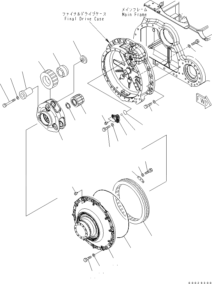 Схема запчастей Komatsu D85EX-15R - КОНЕЧНАЯ ПЕРЕДАЧА (НЕСУЩИЙ ЭЛЕМЕНТ И COVER) (ПРАВ.)(№-) СИЛОВАЯ ПЕРЕДАЧА И КОНЕЧНАЯ ПЕРЕДАЧА