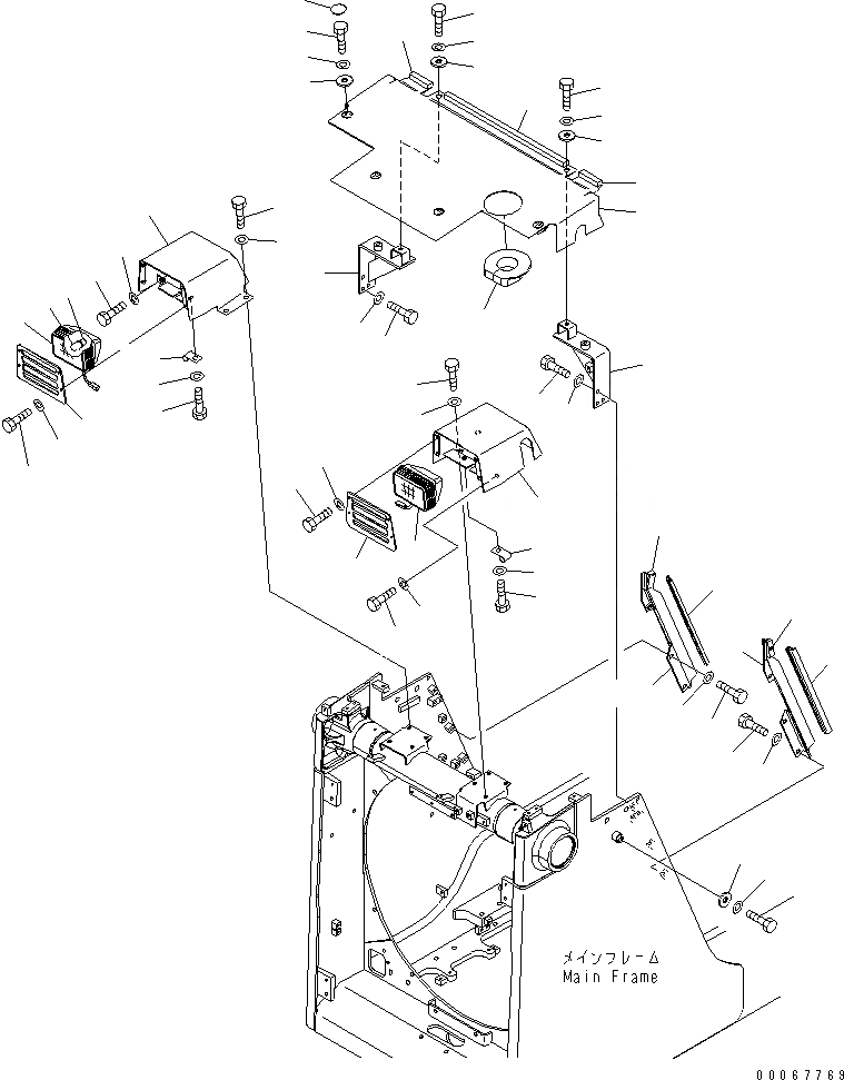 Схема запчастей Komatsu D85EX-15R - ЗАЩИТА РАДИАТОРА(№-) ЧАСТИ КОРПУСА