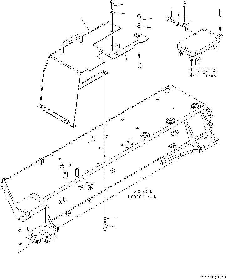 Схема запчастей Komatsu D85EX-15R - КРЫШКА КРЫЛА (ПРАВ.)(№-) ЧАСТИ КОРПУСА