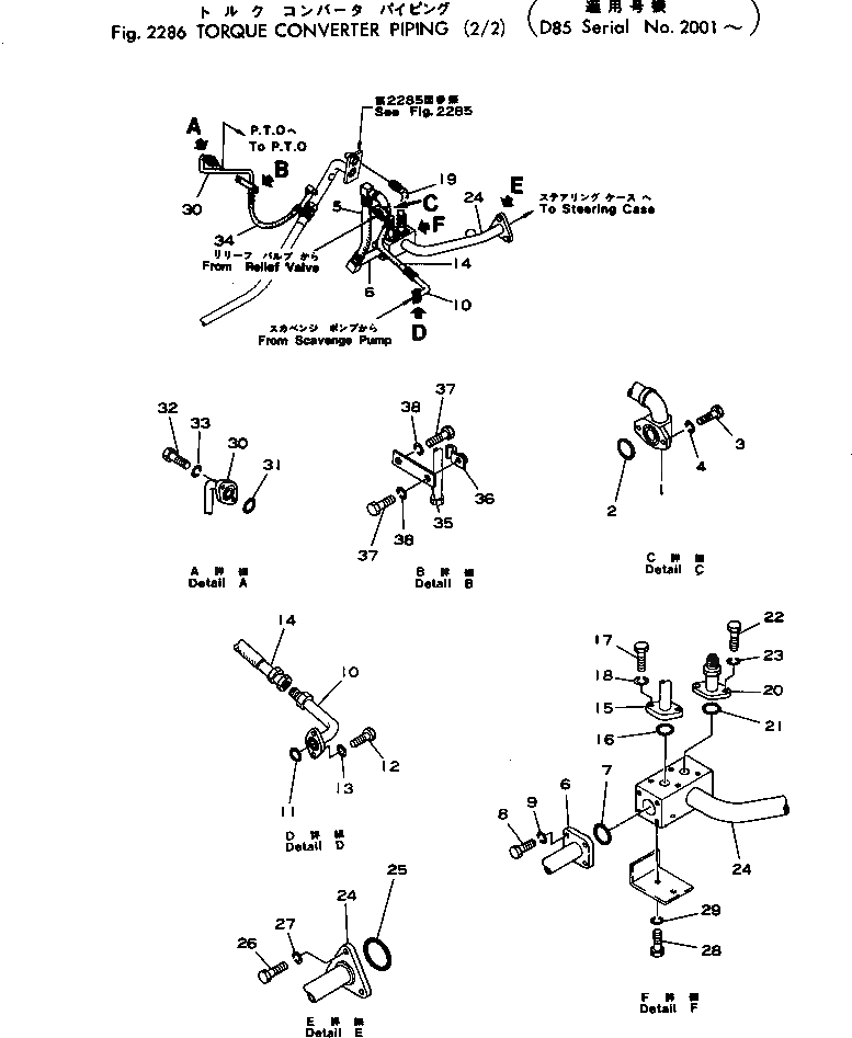 Схема запчастей Komatsu D85P-18 - ГИДРОТРАНСФОРМАТОР ТРУБЫ (/) ОСНОВН. МУФТА¤ ГИДРОТРАНСФОРМАТОР И ТРАНСМИССИЯ