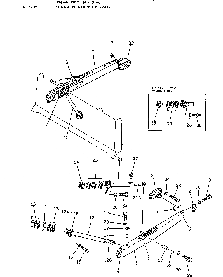 Схема запчастей Komatsu D85P-18 - РАМА ОТВАЛА РАБОЧЕЕ ОБОРУДОВАНИЕ