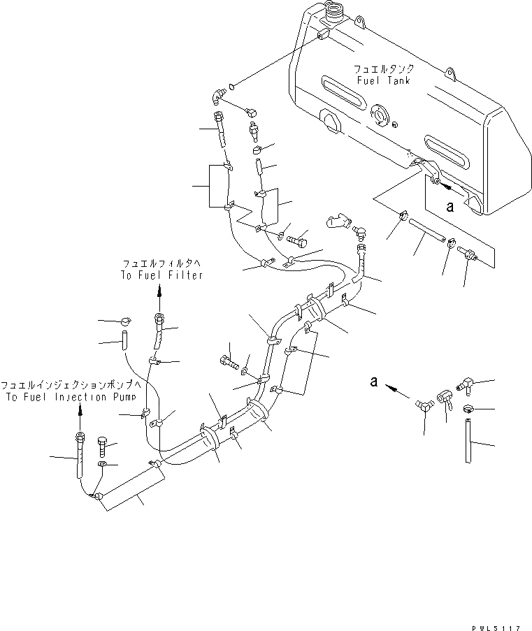 Схема запчастей Komatsu D85P-21 - ТОПЛИВОПРОВОД. (WOODY МЕСТН. СПЕЦ-Я.) ТОПЛИВН. БАК. AND КОМПОНЕНТЫ