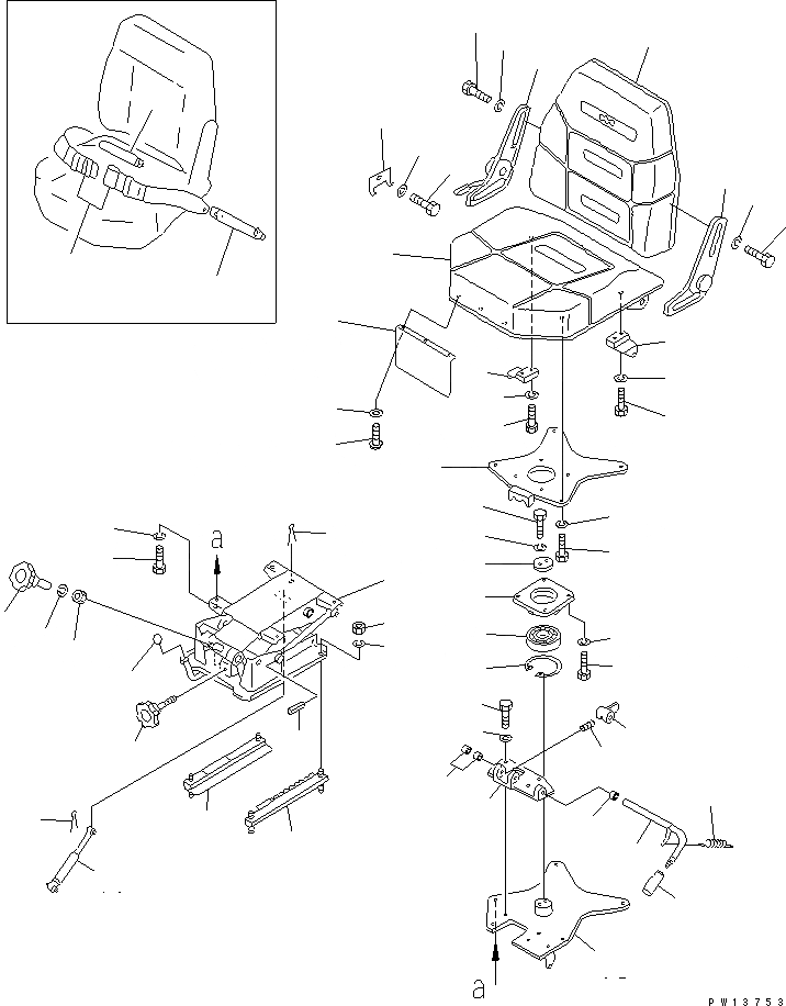 Схема запчастей Komatsu D85P-21 - СИДЕНЬЕ ОПЕРАТОРА (СПЕЦ-Я TBG) КАБИНА ОПЕРАТОРА И СИСТЕМА УПРАВЛЕНИЯ