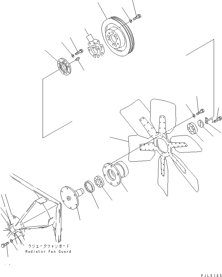 Схема запчастей Komatsu D85P-21 - ВЕНТИЛЯТОР РАДИАТОРА ШКИВ ЧАСТИ КОРПУСА