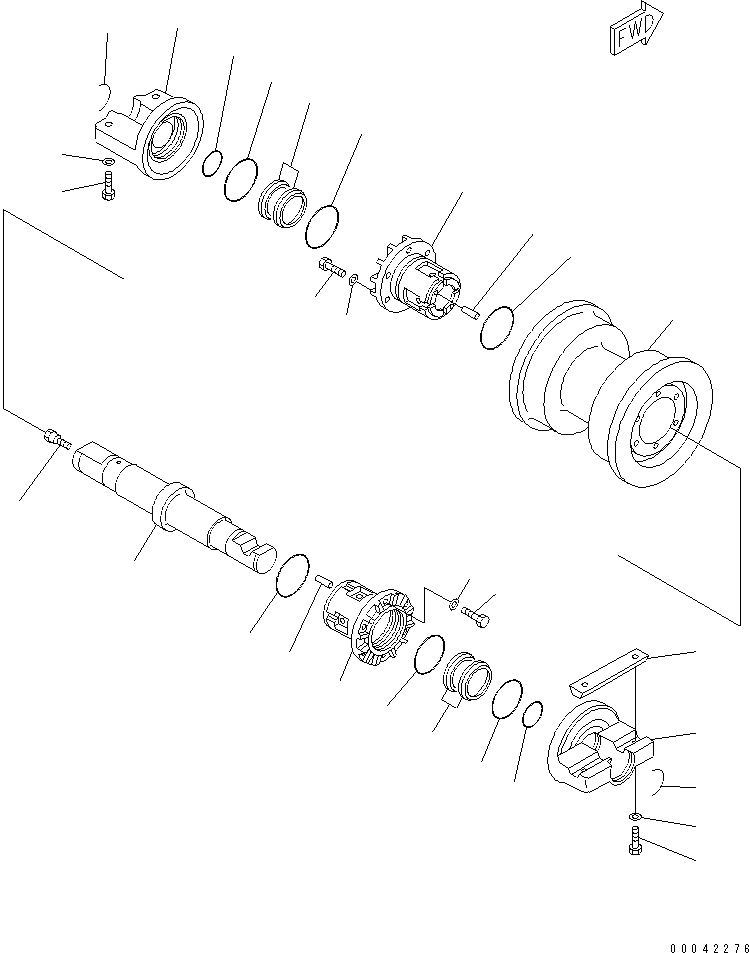 Схема запчастей Komatsu D85P-21 - ОПОРНЫЙ КАТОК (ОДИНОЧН.) (ПРАВ.) ГУСЕНИЦЫ