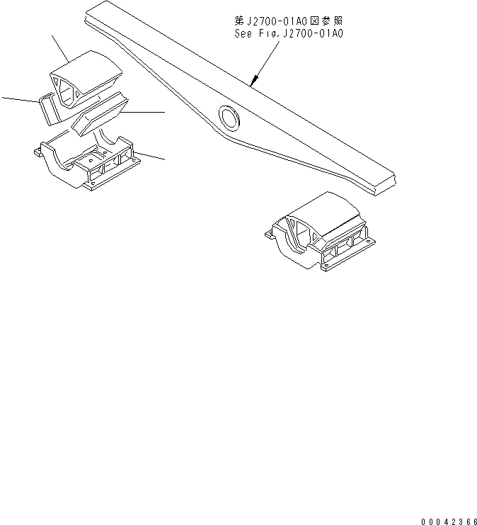 Схема запчастей Komatsu D85P-21 - ПОДВЕСКА (ПРАВ.) (БАЛКА БАЛАНСИРА) ГУСЕНИЦЫ