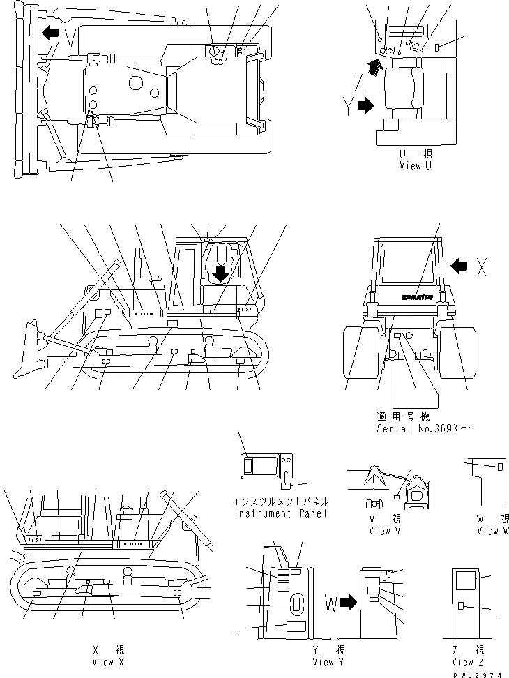 Схема запчастей Komatsu D85P-21 - МАРКИРОВКА (АНГЛ.) (ДЛЯ СТРАН ЕС)(№89-8) МАРКИРОВКА