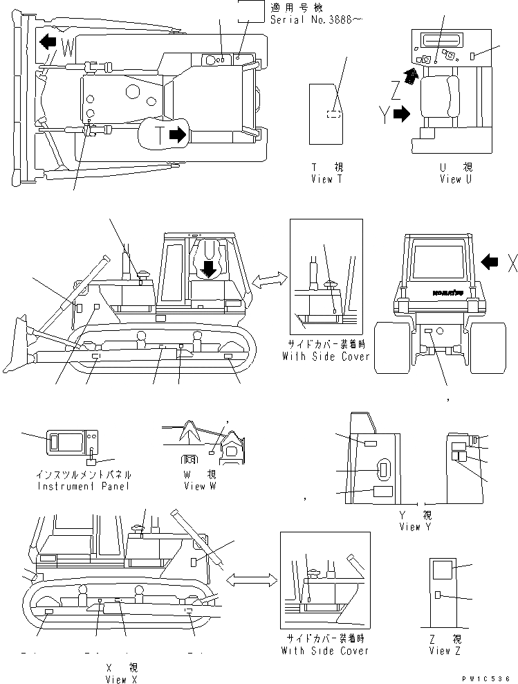 Схема запчастей Komatsu D85P-21 - МАРКИРОВКА (ПОРТУГАЛ.) (ДЛЯ СТРАН ЕС) (PICTORIAL)(№87-) МАРКИРОВКА
