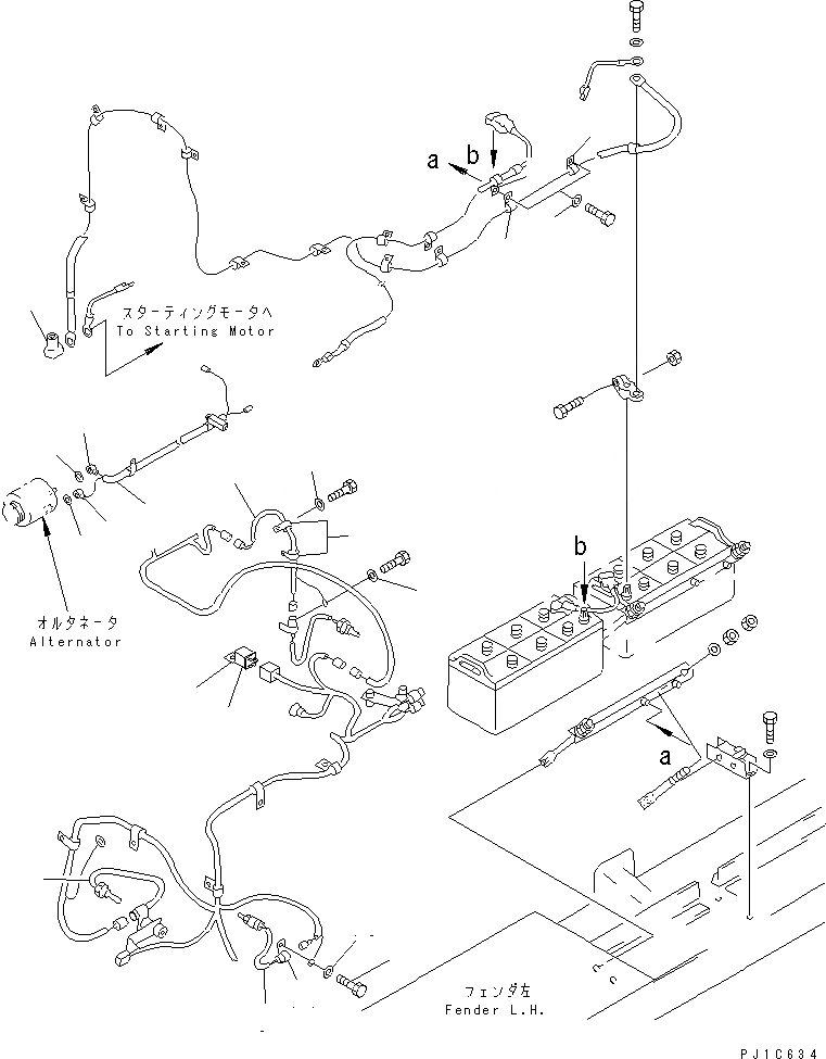 Схема запчастей Komatsu D85P-21-E - АККУМУЛЯТОР КАБЕЛЬ И КРЕПЛЕНИЕ ЭЛЕКТРИКА