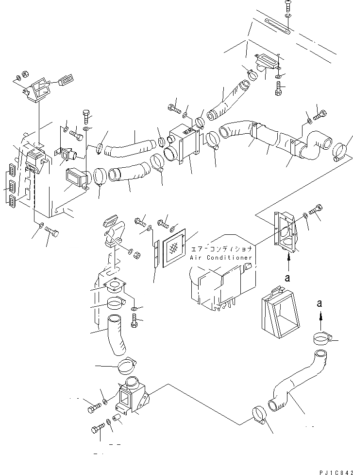 Схема запчастей Komatsu D85P-21-E - ОБОГРЕВАТЕЛЬ. ВОЗДУХОВОДЫ КАБИНА ОПЕРАТОРА И СИСТЕМА УПРАВЛЕНИЯ