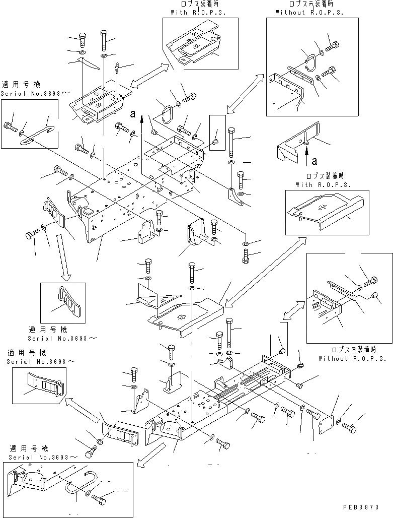 Схема запчастей Komatsu D85P-21-E - КРЫЛО (ДЛЯ ЯПОН. И ЕС)(№9-) ЧАСТИ КОРПУСА